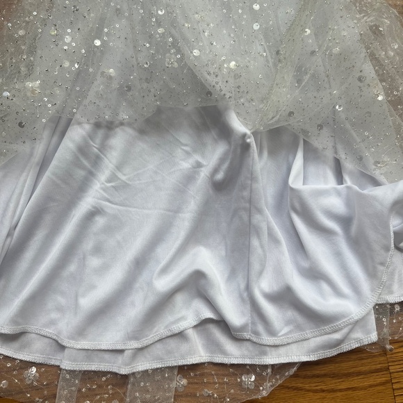 Lucy in the Sky White w Sequin Overlay Mini Dress | Size M | Sparkly Party Dress - Picture 7 of 10